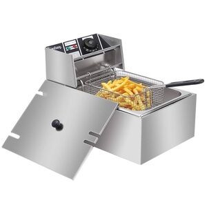 6L Stainless Steel Single Cylinder Electric Fryer US Plug, ,Electric Deep Frye